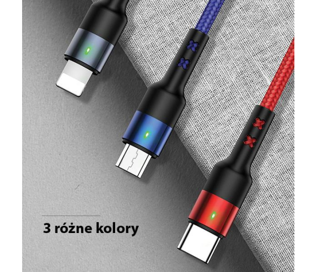 USAMS Kabel pleciony 3w1 0,35m 2A (lightning/microUSB/USB-C) - 1569027 - zdjęcie 10